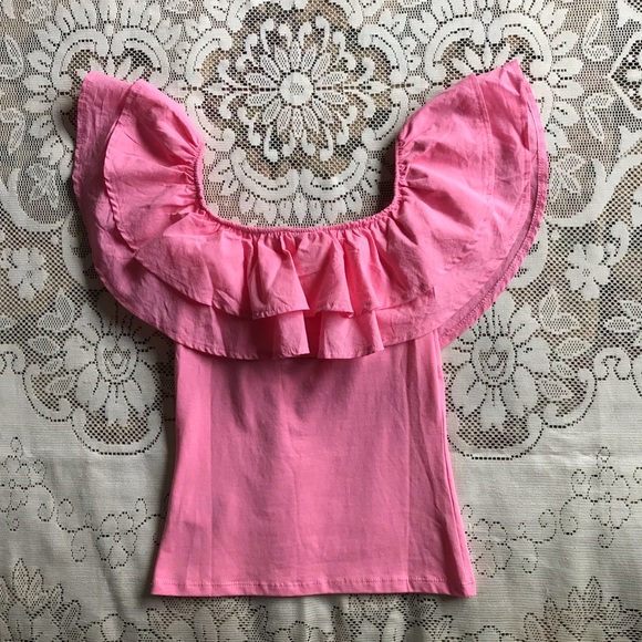 H&M Pink Off Shoulder Ruffle Top - Picture 5 of 7
